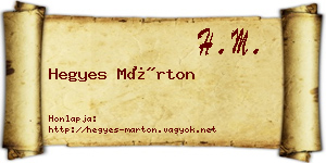 Hegyes Márton névjegykártya